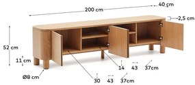 Natúr színű TV-állvány kőrisfa dekorral 200x52x40 cm Salaya – Kave Home