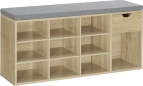 Cipőtartó pad szürke ülőkével és fiókkal TAYLOR ARTISAN 104x30x48 cm, fehér