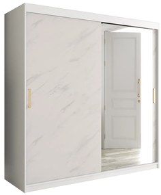 Ruhásszekrény 200 cm Marbelo T2 (matt fehér + fehér márvány). 1064600
