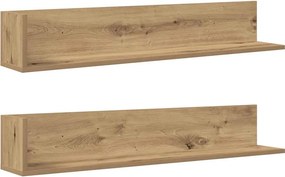 vidaXL 2 db kézműves tölgy színű szerelt fa fali polc 100x16,5x16,5 cm