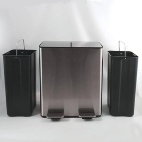 Matt ezüstszínű acél szelektív pedálos szemetes 2x20 l Aliya – Spirella