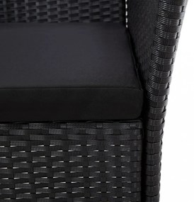 7-részes fekete polyrattan kültéri étkezőgarnitúra párnákkal