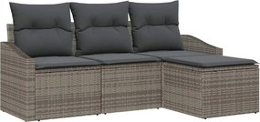 vidaXL Kanapé Szett párnával tárolóval 4 pcs Szürke polirattan