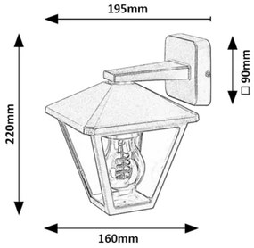 Rabalux 7147 - Kültéri fali lámpa PARAVENTO 1xE27/40W/230V IP44