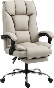 HOMCOM irodai szék lábtartóval, magas támlás dönthető, vastag párnázat, tartós PU műbőr, állítható magasság — khaki | Aosom