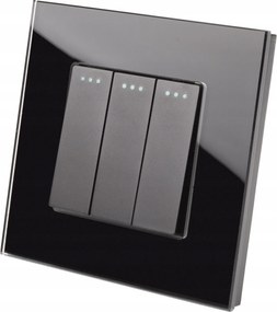 Fali lámpakapcsoló hármas fekete Luuna kerettel