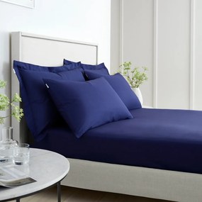Sötétkék gumis pamut-perkál lepedő 150x200 cm Cotton Percale – Bianca