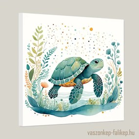 Teknős a vízben illusztráció akvarell – nyugalmat árasztó prémium falikép 40x40cm
