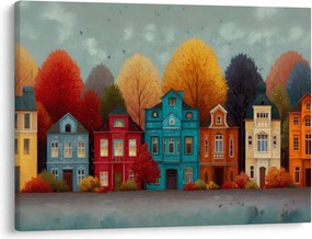 Kép - Festett őszi város (70x50 cm)