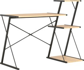 vidaXL fekete és tölgyszínű íróasztal polccal 116 x 50 x 93 cm