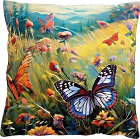 Párnahuzat 40x40 cipzáros velúrral Pillangós rét