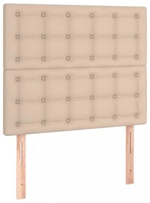 cappuccino színű műbőr ágykeret fejtámlával 100x200 cm