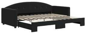 fekete kihúzható bársony heverő 90x200 cm