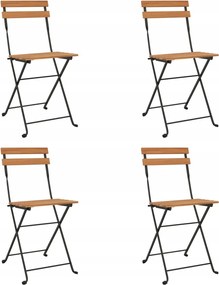 Bisztró Székek Összecsukható 4 db tömör teakfa és acél