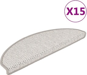 vidaXL 15 db szizál hatású platina öntapadó lépcsőszőnyeg 65x21x4 cm