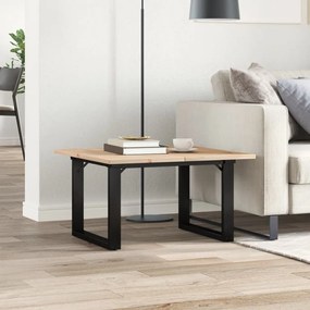 tömör fenyőfa és acél dohányzóasztal O-vázzal 70x70x40 cm