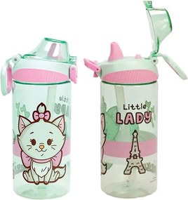 Disney Marie Little Lady műanyag szívószálas kulacs akasztóval 450 ml