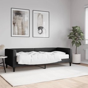 fekete szövet kanapéágy matraccal 80 x 200 cm