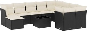 vidaXL 11 részes fekete polyrattan kerti ülőgarnitúra párnákkal