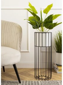 Fém virágcserép LOFT 55x20 cm fekete/fehér