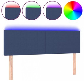 kék szövet LED-es fejtámla 144x5x78/88 cm