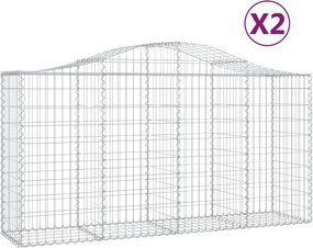 vidaXL 2 db íves horganyzott vas gabion kosár 200 x 50 x 100/120 cm