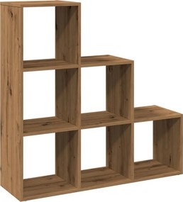 vidaXL 3 szintes kézműves tölgy fa elválasztó könyvespolc 99x29x99 cm