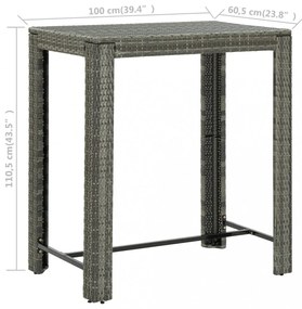 szürke polyrattan kerti bárasztal 100 x 60,5 x 110,5 cm