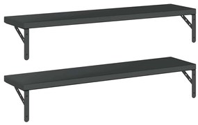2 db fekete rozsdamentes acél fali polc 100 x 23,5 cm