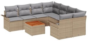 vidaXL Kerti Kanapé Szett párnával 9 pcs Bézs polirattan