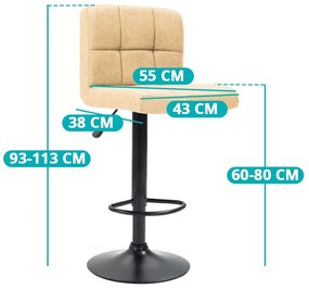 Szövet borítású bárszék, 2 db, bézs