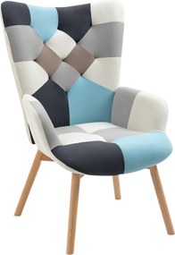 HOMCOM Karosszék Kockás Bársonyos Borítással és Fa Lábakkal, 66x76x98cm, Többszínű | Aosom
