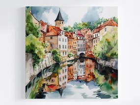 Vászonkép Canvas Város Cseh Krumlov Óváros Műemlék Csatorna 80x80