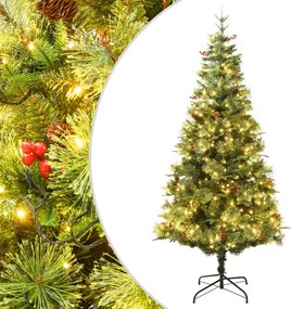 vidaXL zöld PVC és PE megvilágított karácsonyfa fenyőtobozzal 120 cm