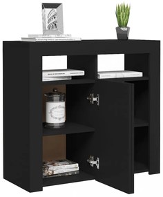 fekete tálalószekrény LED-világítással 80 x 35 x 75 cm