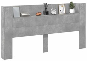 Fejtámla polcokkal Beton Szürke 200 x 16,5 x 103,5 cm Faanyag