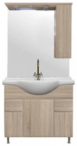 VERTEX Bianca Plus 85 komplett fürdőszobabútor, sonoma tölgy színben, jobbos nyitási irány (Komplett fürdőszoba bútor)