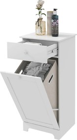 HOMCOM Fürdőszobai Szekrény Összecsukható Mosószekrénnyel, Tárolószekrény Fiókkal - 40L x 40W x 90.5H cm - Fehér | Aosom