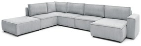 Világosszürke kordbársony sarokkanapé (bal oldali-"U" alakú) Nihad modular – Bobochic Paris