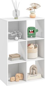 HOMCOM Kocka Könyvespolc 6 Polccal - Tároló Szervező Rusztikus Formában, Modern Fa Könyvespolc Gyerekszobába, Tanulmányhoz, Irodába, 61.5x29.5x91.5 cm