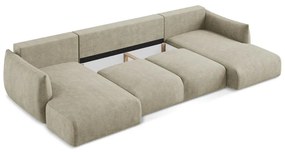 Bézs zsenília kinyitható sarokkanapé (U alakú) Leila – Makamii