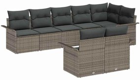 Kerti Kanapé Szett párnával tárolóval 8 pcs Szürke Poli rattan