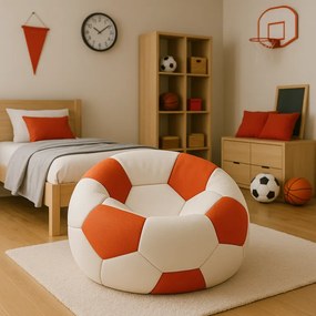 EMI focilabda mintás fehér-piros műbőr babzsákfotel