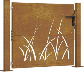 vidaXL Corten acél kerti kapu 100x75 cm, fűmintás