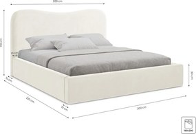 Sötétszürke kárpitozott ágyneműtartós franciaágy ágyráccsal 180x200 cm Kahai – Makamii