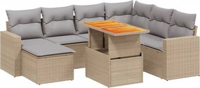 vidaXL 8 részes bézs polyrattan kerti ülőgarnitúra párnával