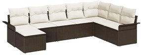 vidaXL Kerti Kanapé Szett párnával 8 pcs Barna polirattan