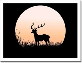 Poszterek keretben 40x30 Szarvas sziluett éjszaka