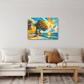 Üveg kép - Ház narancsokkal I. (70x50 cm)