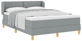 Boxspring Ágy Matrac Könnyű Szürke 160x200 cm Szövet